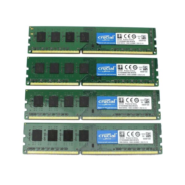 Crucial 32 GB (4x8GB) DDR3L-1866 PC3L-14900U CT102464BD186D   #329850