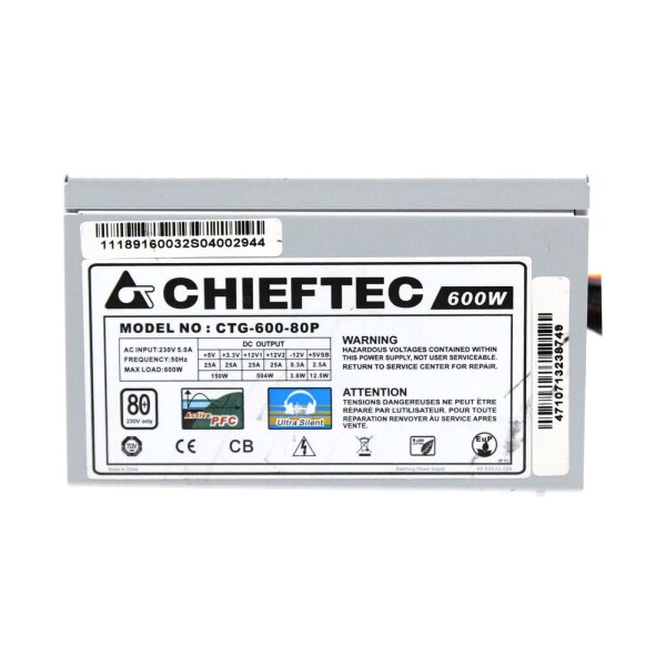 Chieftec A-80 CTG-600-80P ATX 2.3 Netzteil 600 Watt 80+   #331274