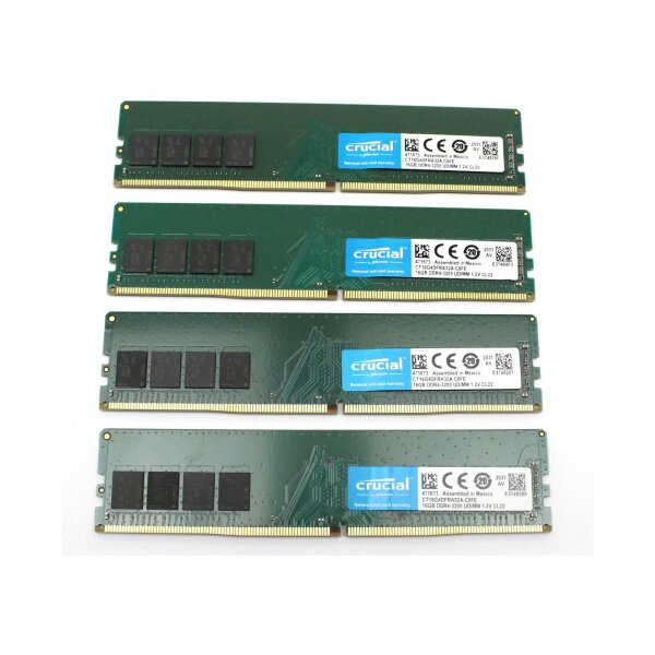 Crucial 64 GB (4x16GB) DDR4-3200 PC4-25600U CT16G4DFRA32A   #332124